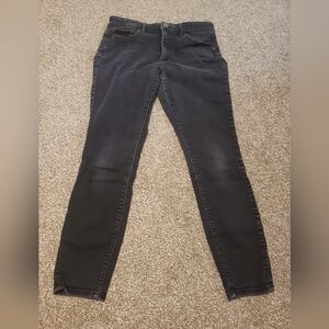 LOFT Jeans Women's Curvy Skinny Black Wash Denim Size 29/8 Mid Rise